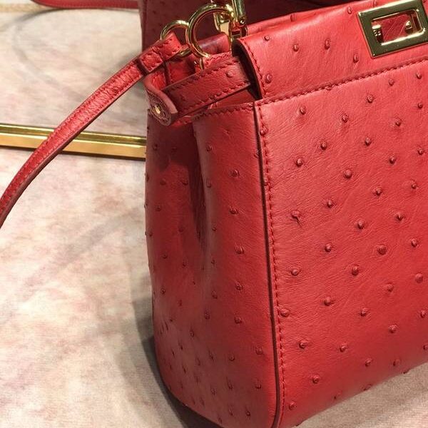 高仿芬迪peekaboo mini鴕鳥皮配羊皮fendi-11954
