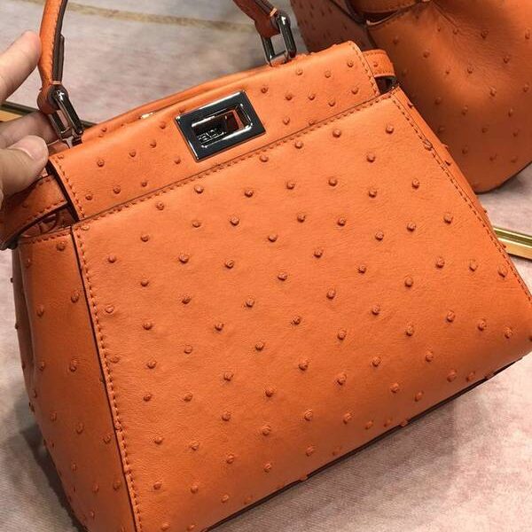 原單芬迪peekaboo mini鴕鳥皮配羊皮fendi-11955 12 原單芬迪peekaboo mini鴕鳥皮配羊皮fendi-11955