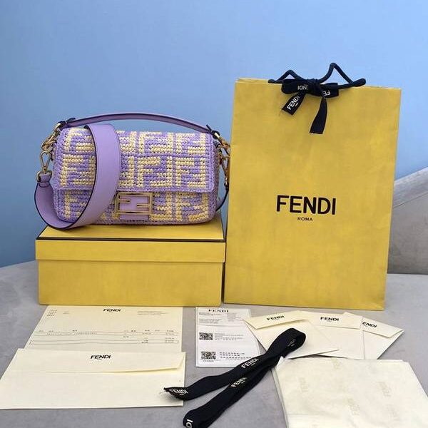 高仿芬迪頂級頂級高仿包包包FENDI lconic Baguette純手工編織拉菲草手袋fendi-12156