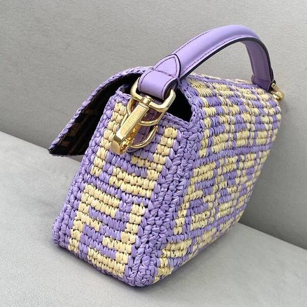 高仿芬迪頂級頂級高仿包包包FENDI lconic Baguette純手工編織拉菲草手袋fendi-12156