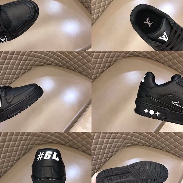 莆田a貨lv Trainer運動鞋 黑色啞光牛皮