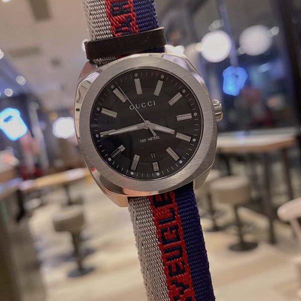 原版手表古馳Gucci dive系列經典雙拼紅綠條紋尼龍布帶款