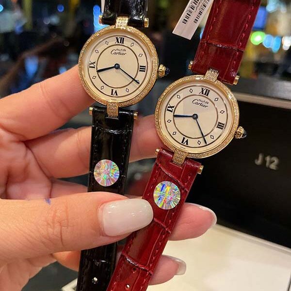 原版手表Cartier卡地亞鑽圈圓盤中古腕表