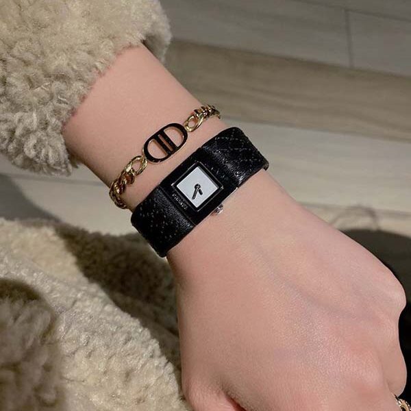 男士腕表高仿CHANEL【香奈兒】中古董手錶真皮菱形格子車線日本 滿天星空藍方形復古