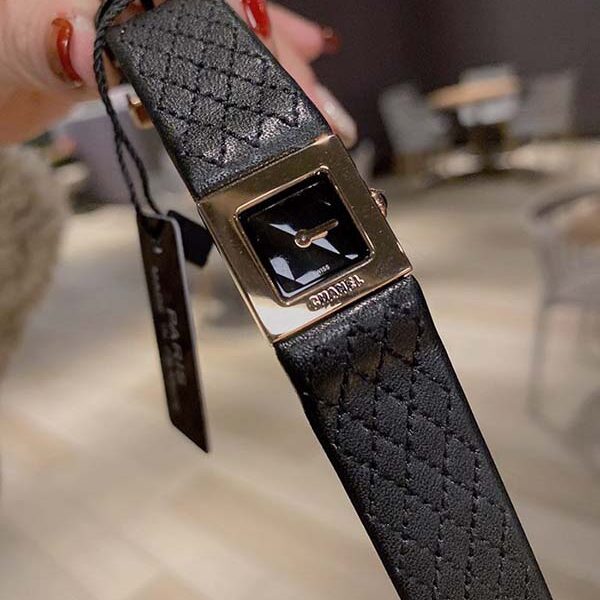高仿精品CHANEL【香奈兒】中古董手錶真皮菱形格子車線日本 滿天星空藍方形復古