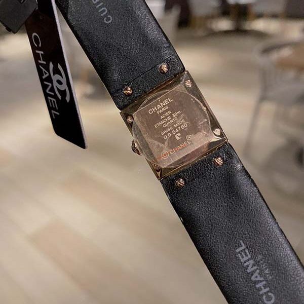 高仿精品CHANEL【香奈兒】中古董手錶真皮菱形格子車線日本 滿天星空藍方形復古