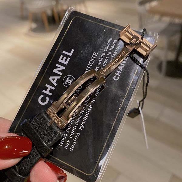 高仿精品CHANEL【香奈兒】中古董手錶真皮菱形格子車線日本 滿天星空藍方形復古