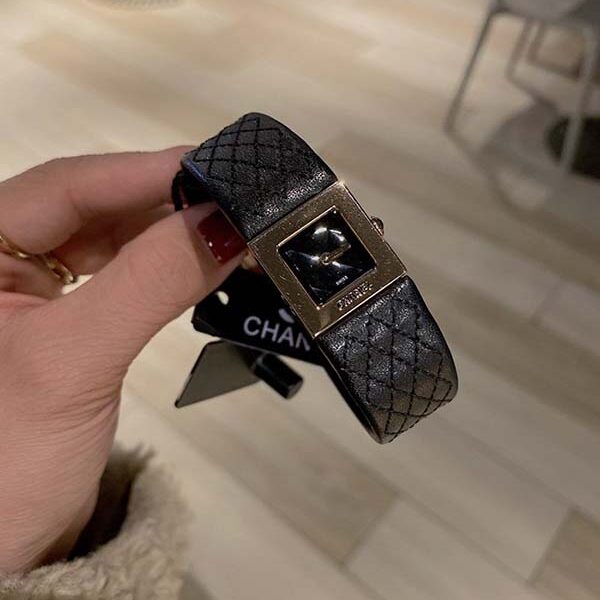 高仿精品CHANEL【香奈兒】中古董手錶真皮菱形格子車線日本 滿天星空藍方形復古