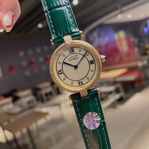 a貨手表Cartier卡地亞鑽圈圓盤中古腕表