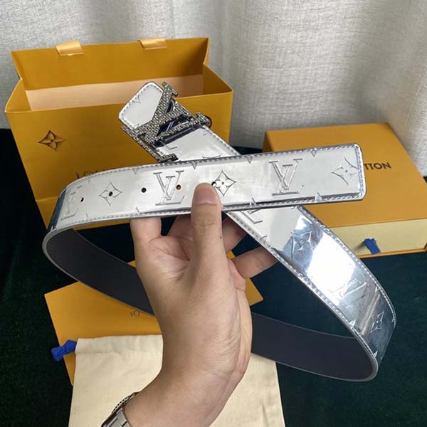 路易威登男士皮帶1：1lv新品男士腰帶經典鍍鈀字母扣
