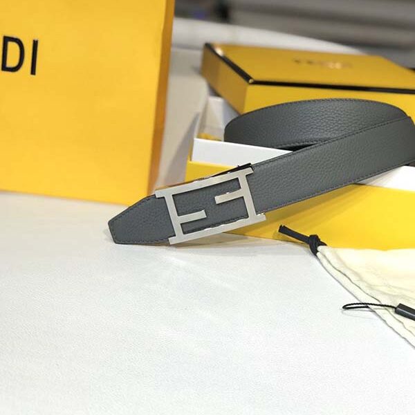 fendi複製品 FD標誌造型寬皮帶釘扣式帶扣