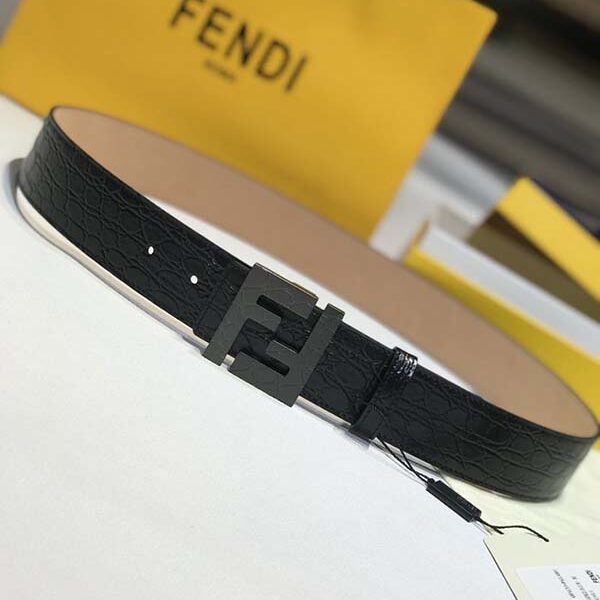 精品fendi標誌造型寬皮帶，原版鱷魚紋扣