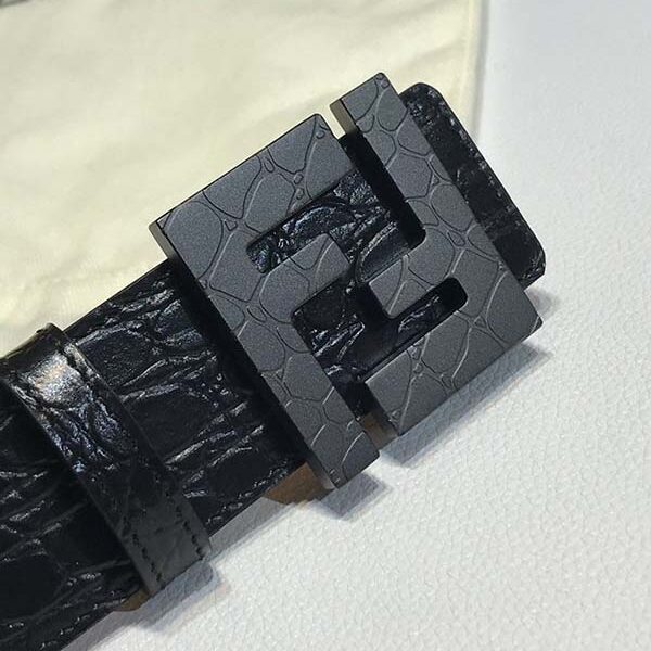 精品fendi標誌造型寬皮帶，原版鱷魚紋扣