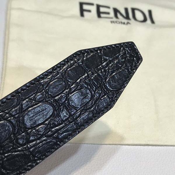精品fendi標誌造型寬皮帶，原版鱷魚紋扣