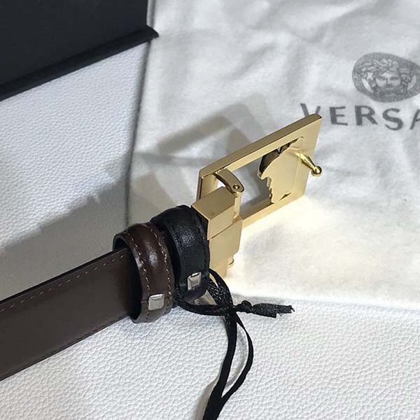 versace原單質量 原版立體人頭鋼扣 美人頭雙面進口原版小牛皮