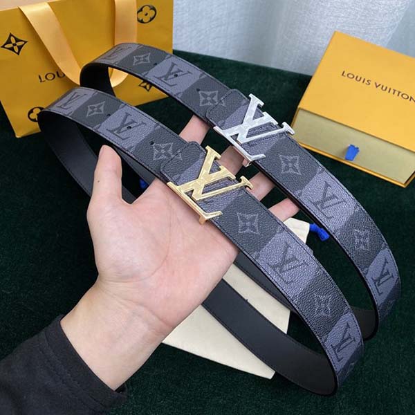 皮帶原單 lv專櫃在售男士新品腰帶 採用雙拼色視覺效果全新雕花搭扣