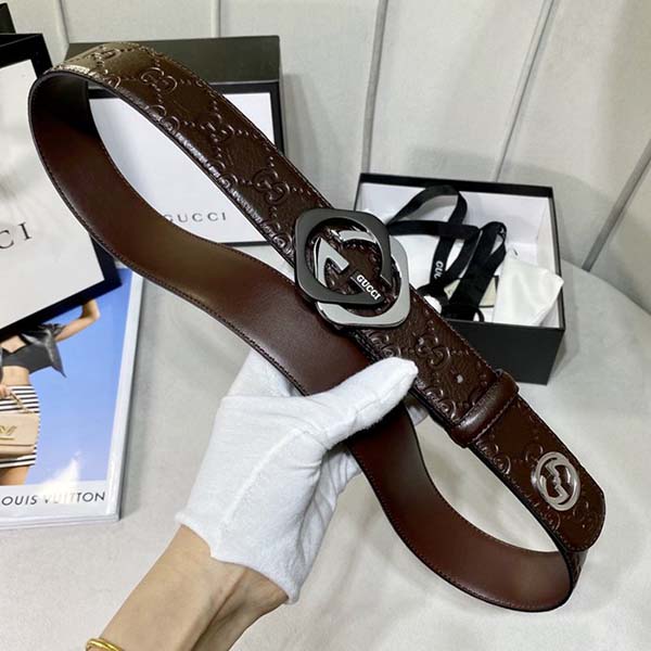 原單Gucci經典 牛皮熱壓大G花紋皮帶 3 原單Gucci經典 牛皮熱壓大G花紋皮帶