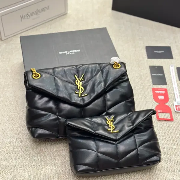 YSL/聖羅蘭小姐PUFFER絎縫小羊皮秋冬包包YSL軟糯的雲朵包楊冪款YSL軟糯的雲朵包尺寸大號28 20cm 小號22 15cm