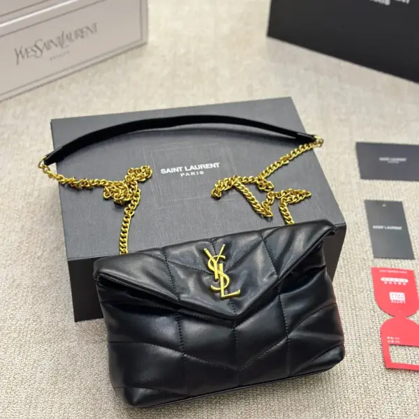 YSL/聖羅蘭小姐PUFFER絎縫小羊皮秋冬包包YSL軟糯的雲朵包楊冪款YSL軟糯的雲朵包尺寸大號28 20cm 小號22 15cm