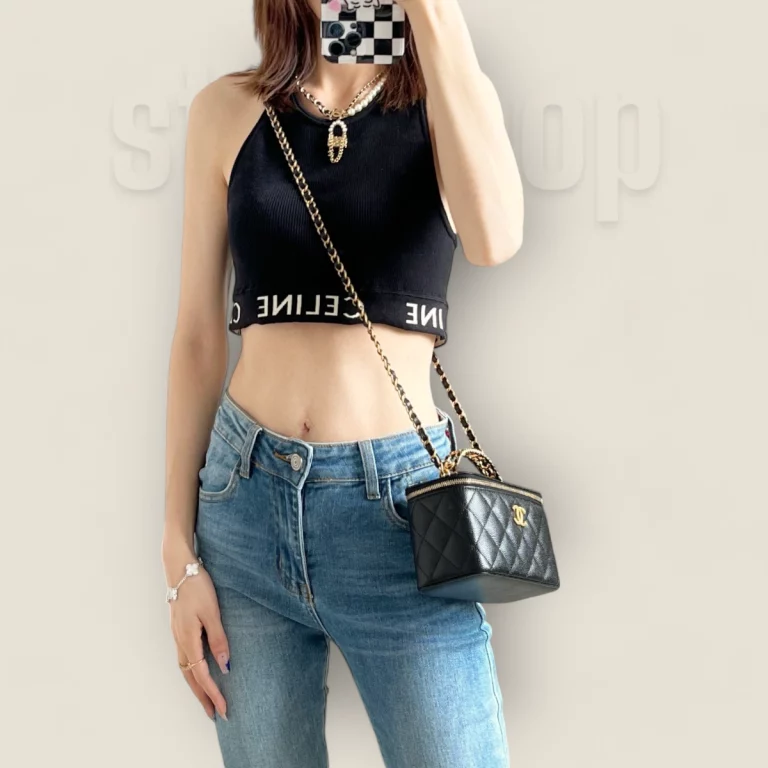 台灣高仿奢侈品Chanel22S黑金化妝包