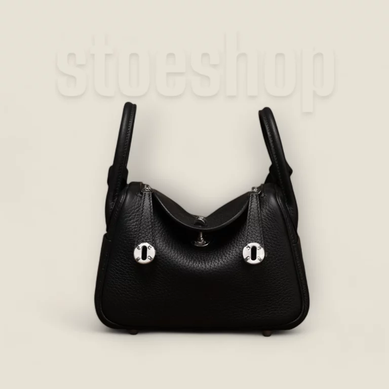 頂級高仿愛馬仕Hermes Lindy mini 19單肩包原廠皮革黑色銀扣