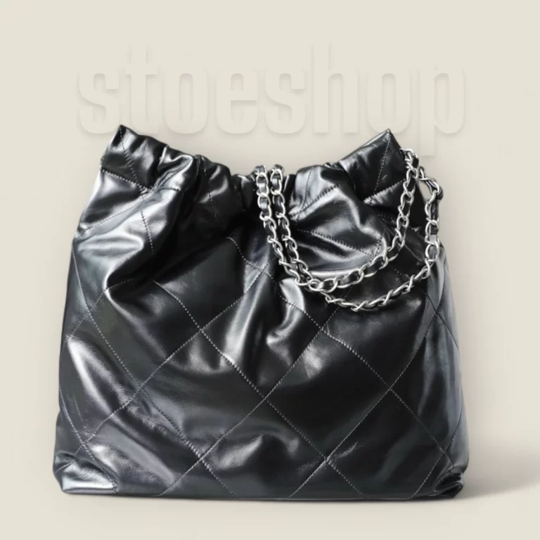 頂級高仿Chanel 22Bag中號黑銀購物袋，完美還原官網