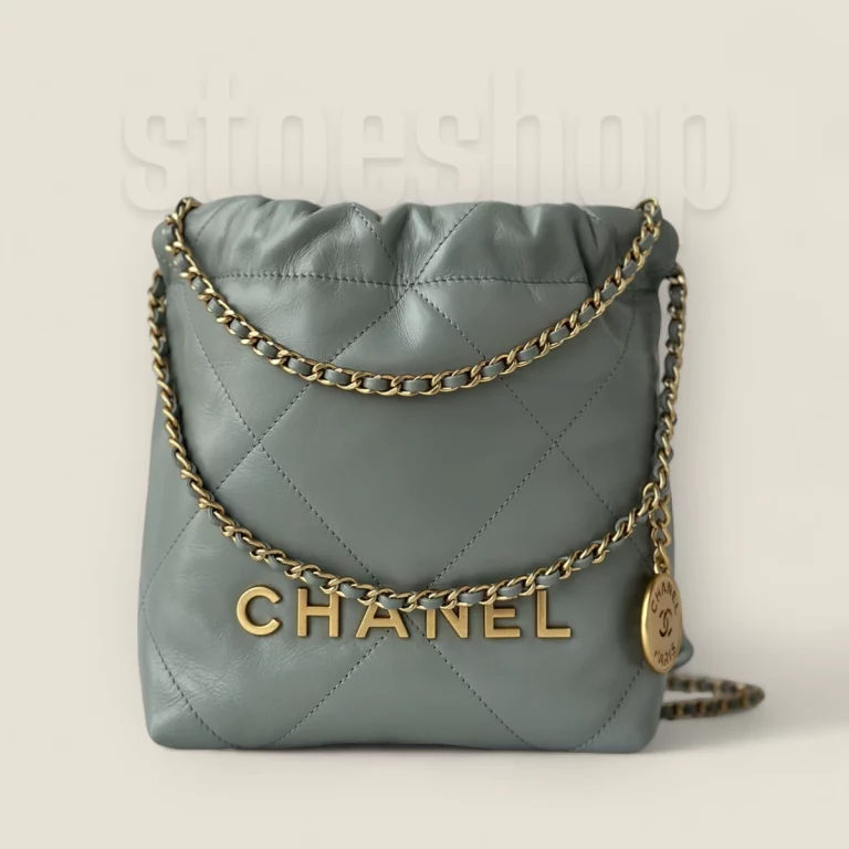高仿Chanel 23S系列霧霾藍Mini購物袋金扣超A精仿款