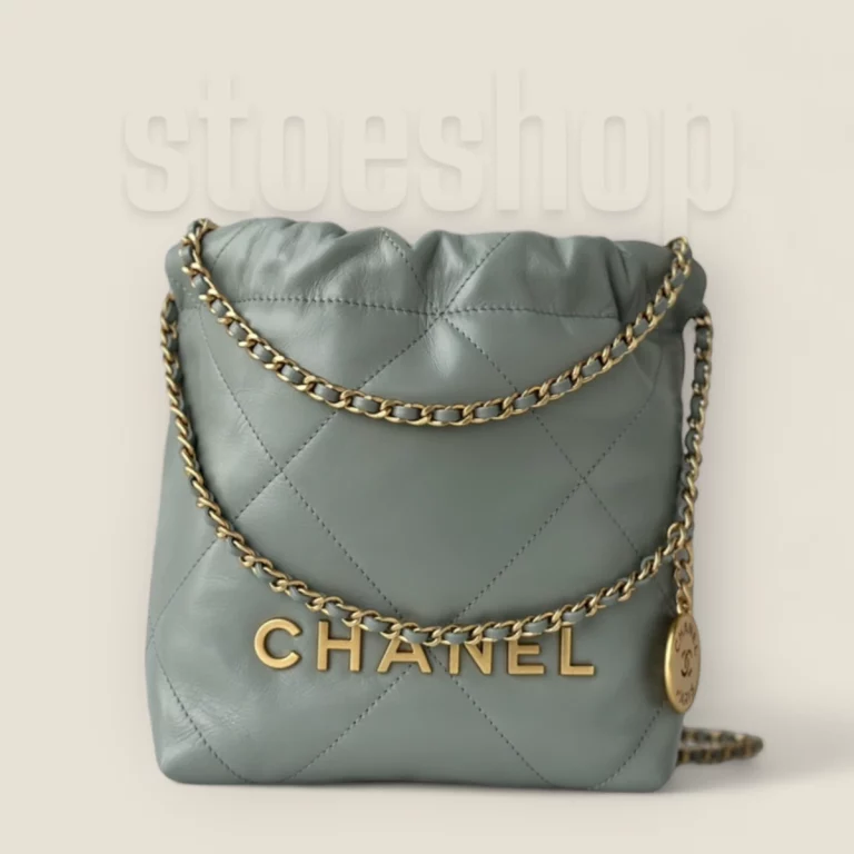 高仿Chanel 23S系列霧霾藍Mini購物袋金扣超A精仿款