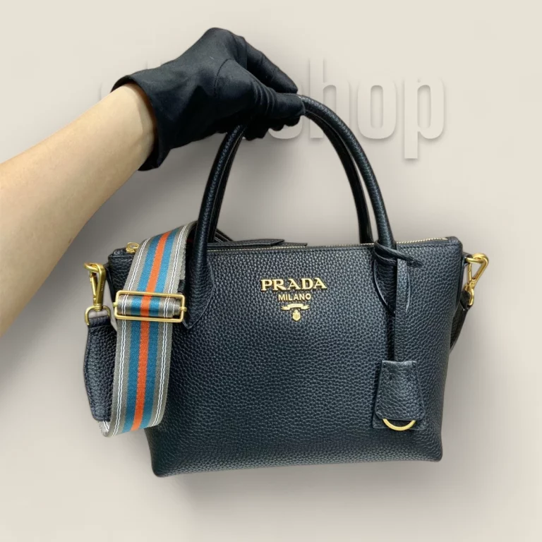 臺灣頂級高仿普拉達Prada Vitello Dino系列手提斜挎包 | 1BA111黑色 | 1BA111-2BBE-F0002-V-NOX