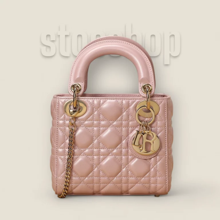 超級高仿迪奧 Lady系列珠光粉小羊皮Mini包款 - 精品 貨號: M0505OADU-M15P
