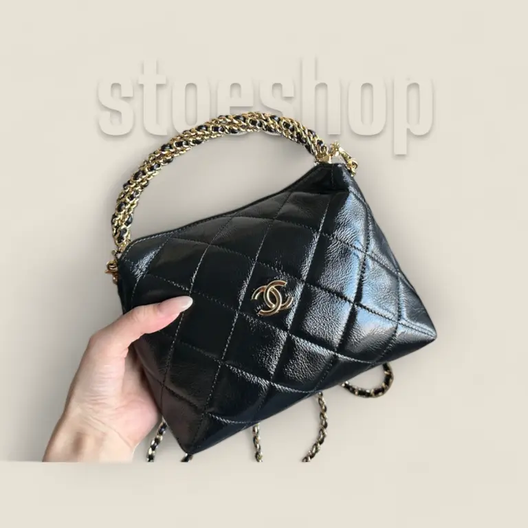 頂級精仿Chanel 24B麻花手柄饭盒包黑色——Bodin.joyeux油蜡小羊皮与金色五金的经典奢华设计 頂級精仿Chanel 24B