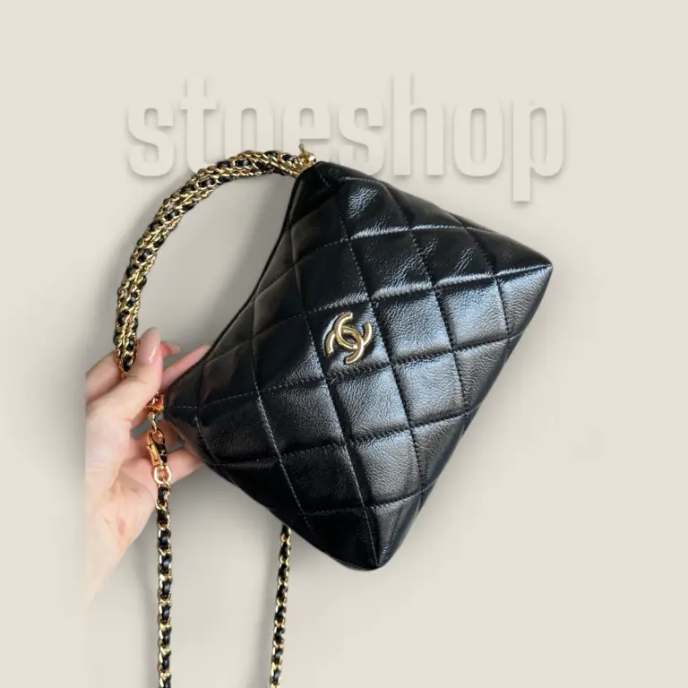 頂級精仿Chanel 24B麻花手柄饭盒包黑色——Bodin.joyeux油蜡小羊皮与金色五金的经典奢华设计 頂級精仿Chanel 24B