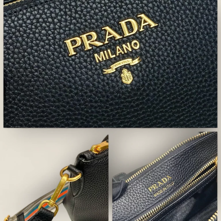 臺灣頂級高仿普拉達Prada Vitello Dino系列手提斜挎包 | 1BA111黑色 | 1BA111-2BBE-F0002-V-NOX