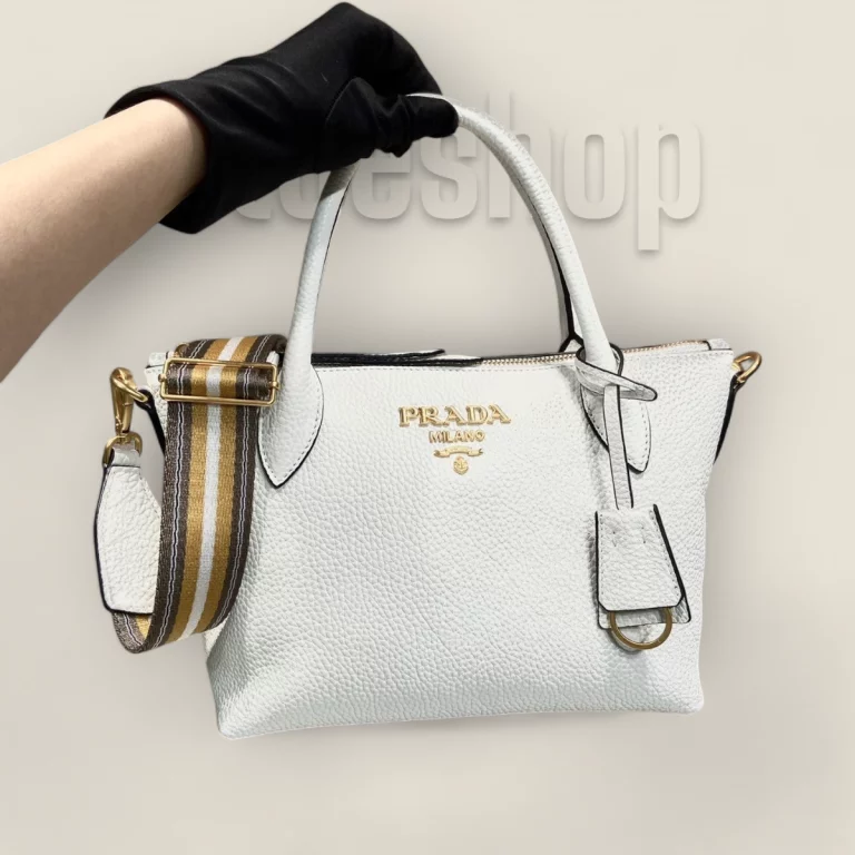 複製高仿普拉達Prada Vitello Dino系列手提斜挎包 1BA111 白色 | 優質時尚選擇 1BA111-2BBE-F0YGN-V-NOX