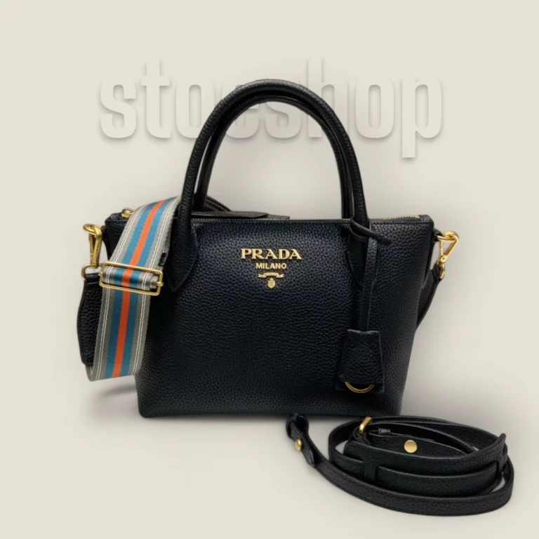 臺灣頂級高仿普拉達Prada Vitello Dino系列手提斜挎包 | 1BA111黑色 | 1BA111-2BBE-F0002-V-NOX