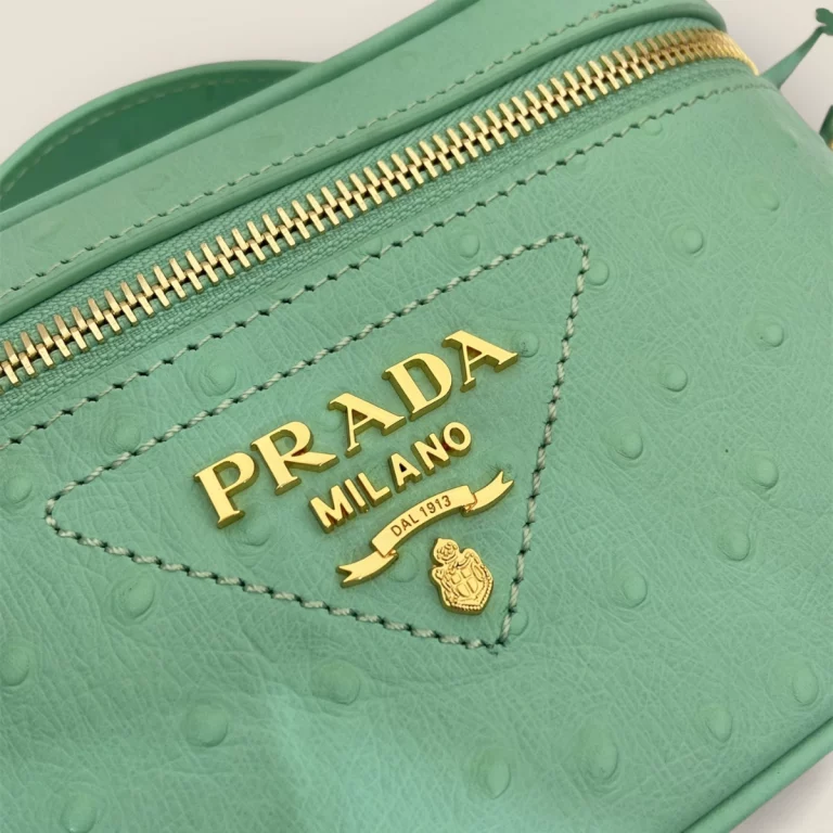 頂級複製高仿普拉達Prada化妝包系列 - Tiffany藍優雅選擇1BH202