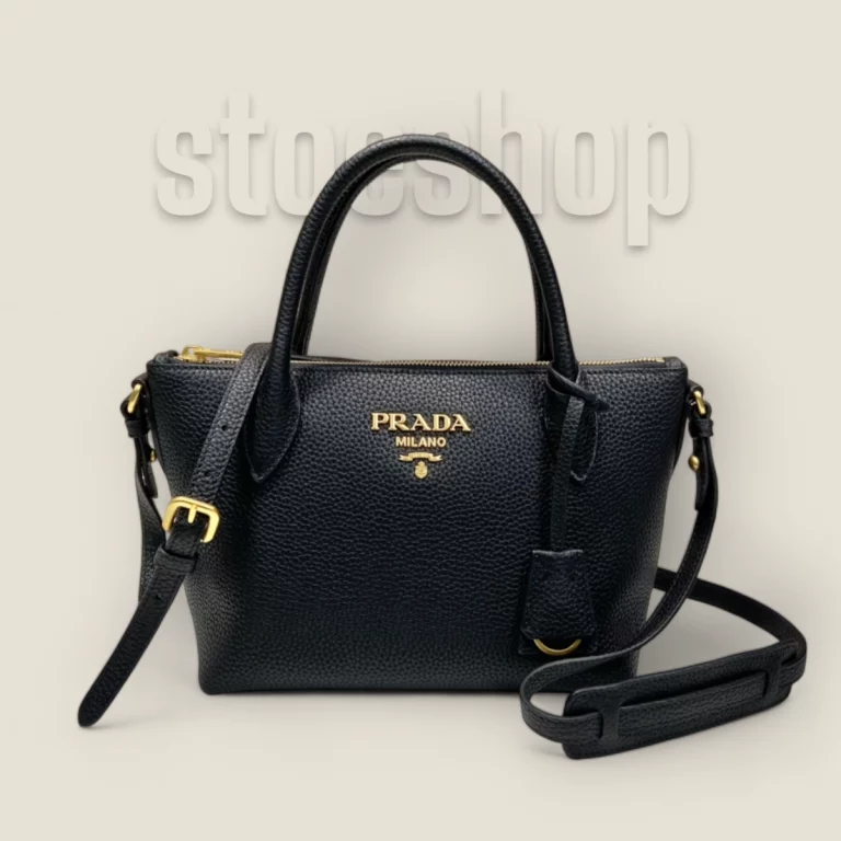 臺灣頂級高仿普拉達Prada Vitello Dino系列手提斜挎包 | 1BA111黑色 | 1BA111-2BBE-F0002-V-NOX