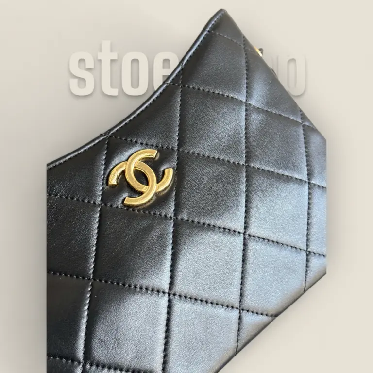 2024頂級精仿Chanel 24K粗鏈條腋下包黑色Hobo——綿羊皮與復古砂金五金的奢華結合 2024頂級精仿Chanel