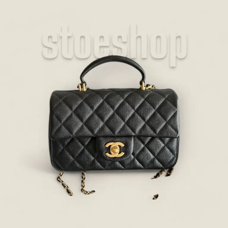 頂級精仿Chanel 24B CF Mini Handle荔枝皮包——小牛荔枝皮與18K香檳金五金的極致奢華之選