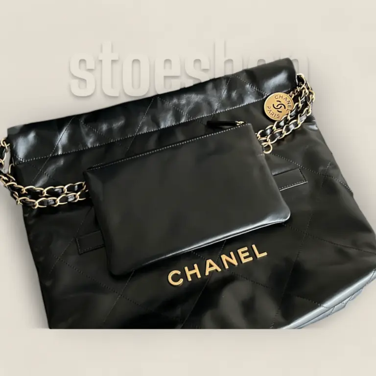 頂級精仿Chanel 24B 22bag垃圾袋黑金小號——Montebello小牛皮與復古砂金五金的時尚實用之選 頂級精仿Chanel 24B