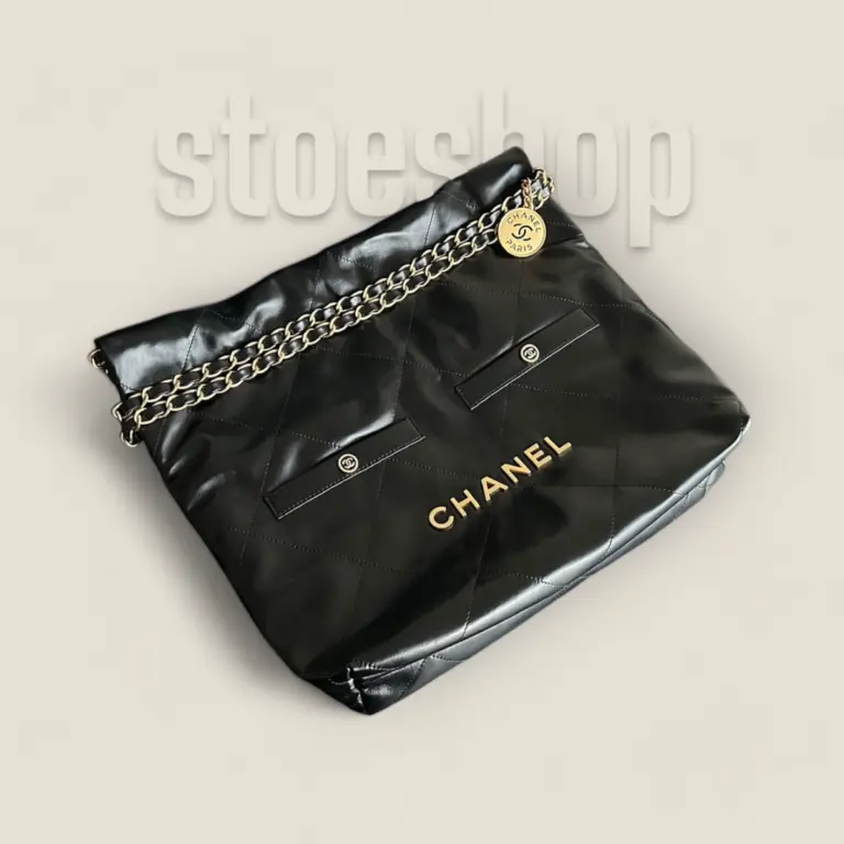 頂級精仿Chanel 24B 22bag垃圾袋黑金小號——Montebello小牛皮與復古砂金五金的時尚實用之選 頂級精仿Chanel 24B