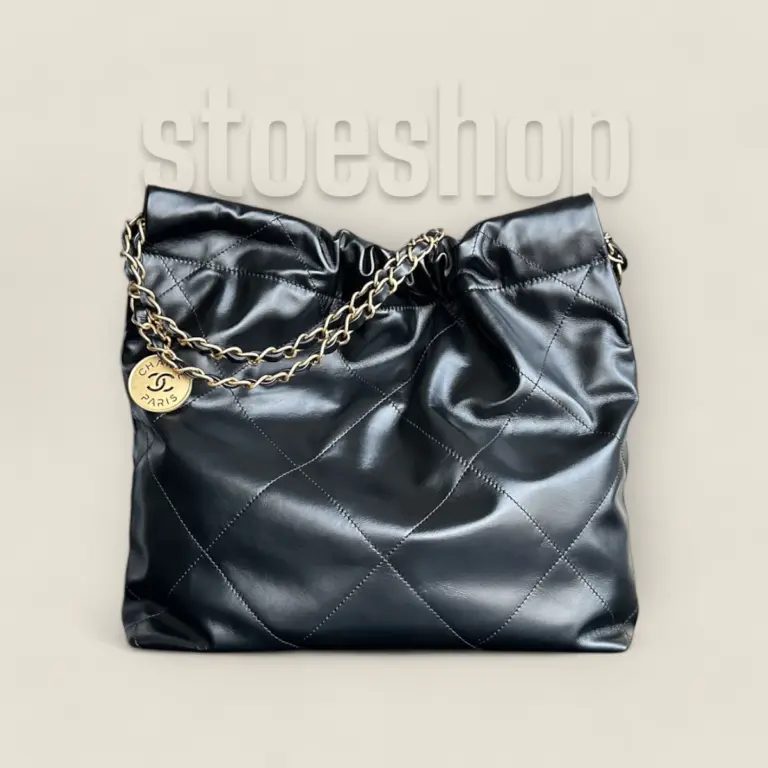 頂級精仿Chanel 24B 22bag垃圾袋黑金小號——Montebello小牛皮與復古砂金五金的時尚實用之選 頂級精仿Chanel 24B