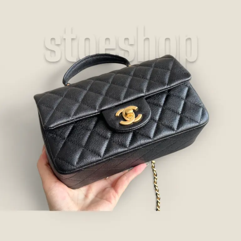 頂級精仿Chanel 24B CF Mini Handle荔枝皮包——小牛荔枝皮與18K香檳金五金的極致奢華之選 頂級精仿Chanel 24B CF