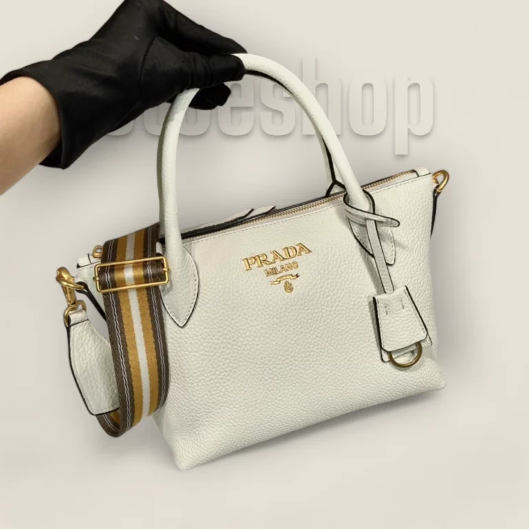 複製高仿普拉達Prada Vitello Dino系列手提斜挎包 1BA111 白色 | 優質時尚選擇 1BA111-2BBE-F0YGN-V-NOX