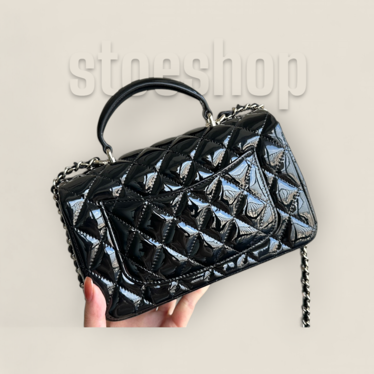 頂級精仿Chanel 24B CF Mini Handle黑色漆皮包——小牛漆皮與18K香檳金五金的極致奢華之選 頂級精仿Chanel 24B