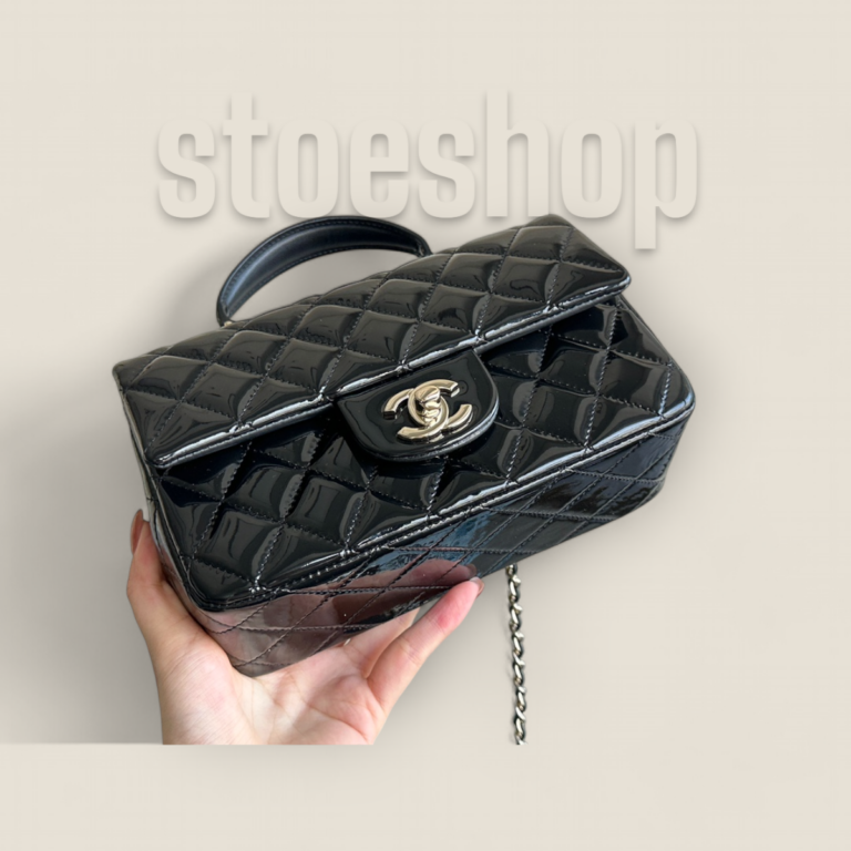 頂級精仿Chanel 24B CF Mini Handle黑色漆皮包——小牛漆皮與18K香檳金五金的極致奢華之選 頂級精仿Chanel 24B