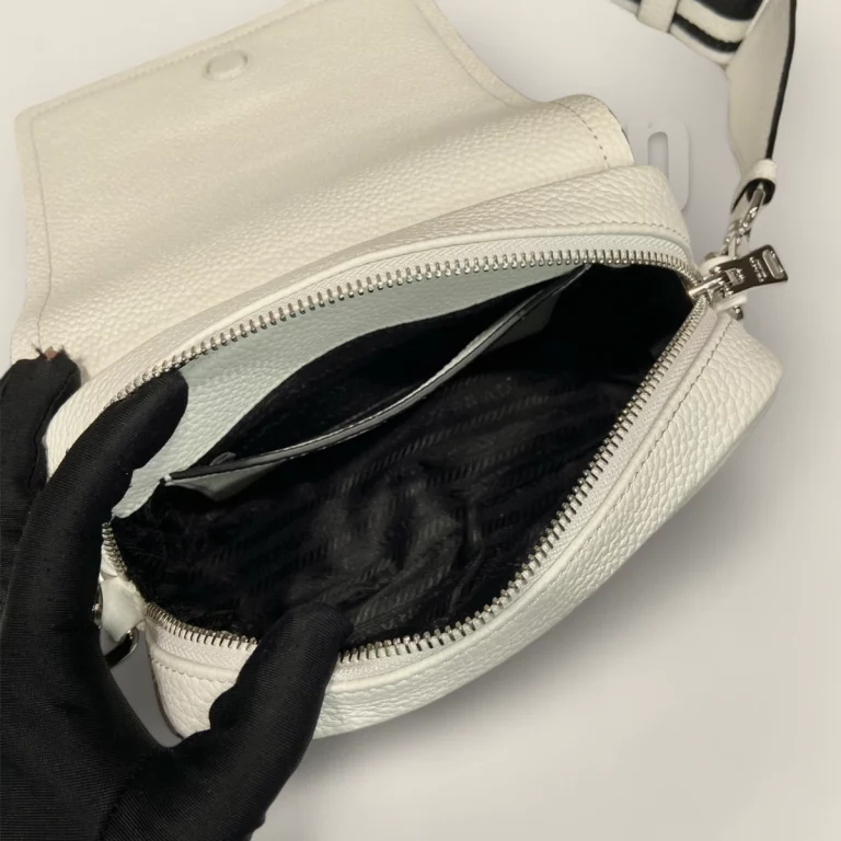 臺灣精品高仿普拉達Prada白色斜跨單肩包1BD332 | 時尚精品包包推薦 - 貨號: 1BD332-2DKV-F0009-V-3OO