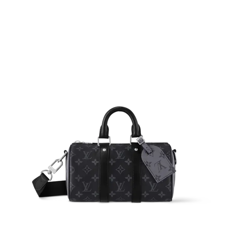 路易威登Keepall Bandoulière 25 Monogram Eclipse Reverse帆布包包