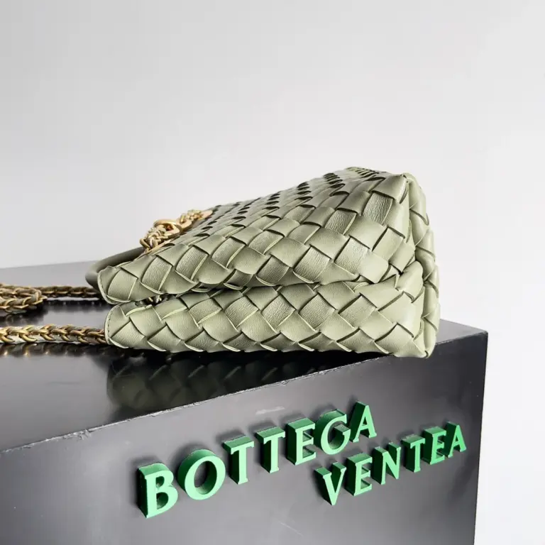 BottegaVenetaIntrecciato編織洞石綠羊皮革手提斜挎包