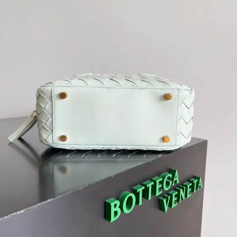 BottegaVeneta冰川藍Intrecciato編織小號手提包